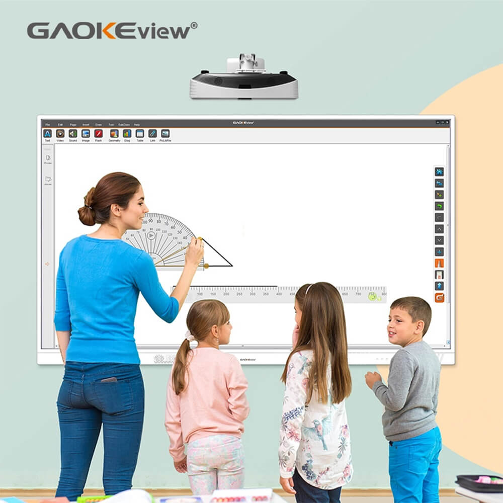 School Classroom Interactive Whiteboard Sliding Chalk Writing Green Black White Board